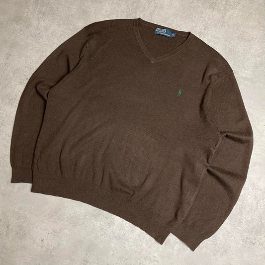 Ralph Lauren kötött v-nyakú pulóver