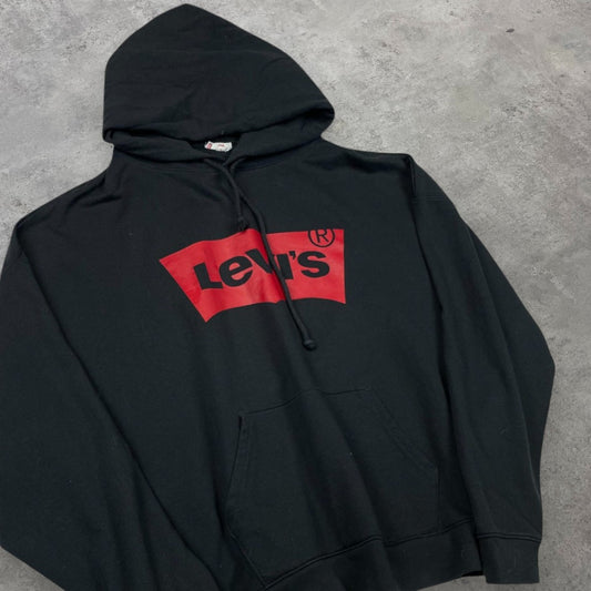 Levi's fekete box logo kapucnis pulcsi