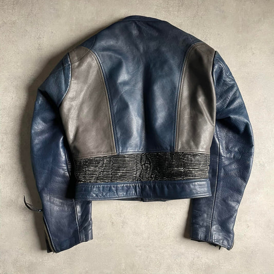 Vintage cropped bőr motorosdzseki