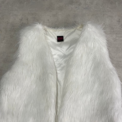 Vintage fehér szőrmés mellény