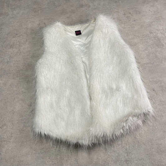 Vintage fehér szőrmés mellény