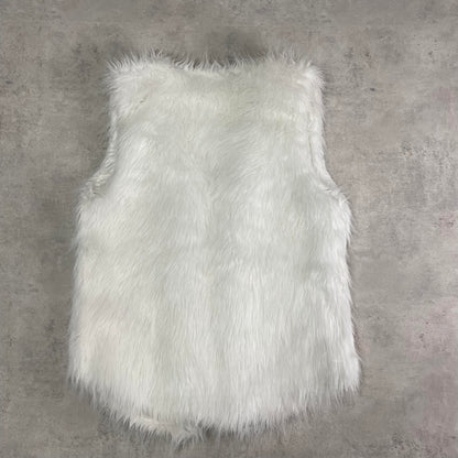 Vintage fehér szőrmés mellény