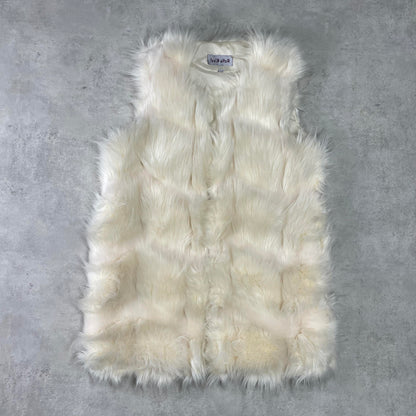 Vintage fehér szőrmés mellény