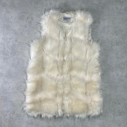 Vintage fehér szőrmés mellény
