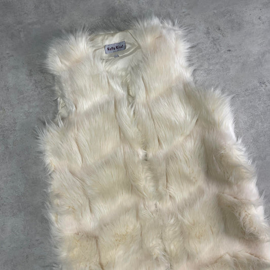 Vintage fehér szőrmés mellény