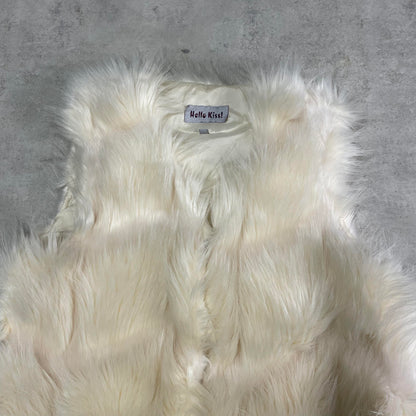 Vintage fehér szőrmés mellény