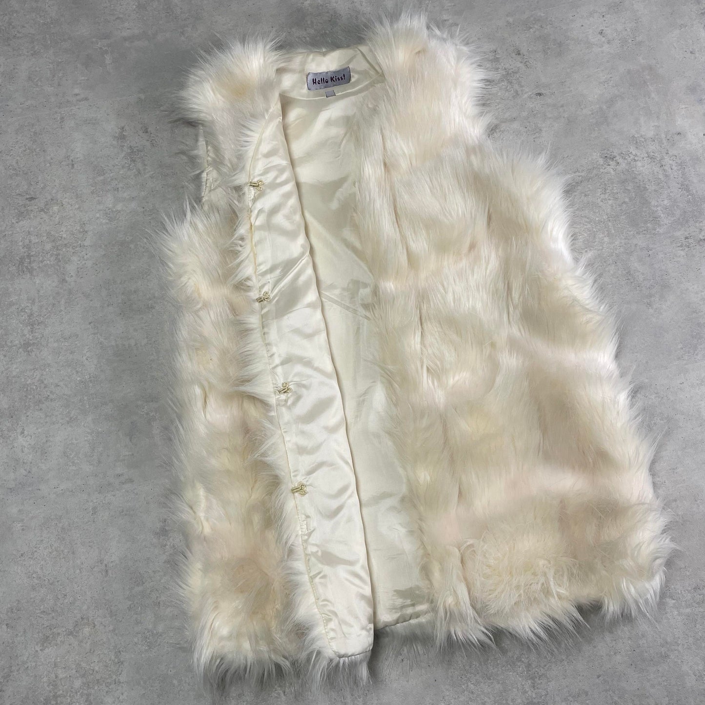 Vintage fehér szőrmés mellény