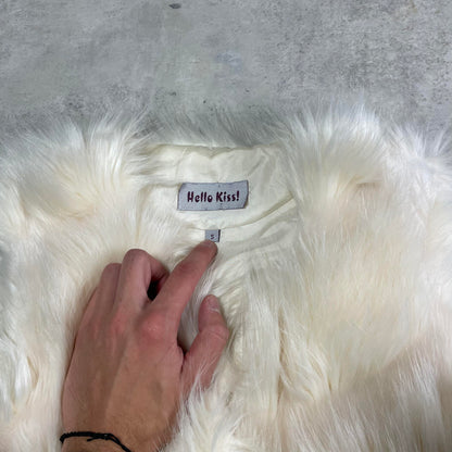 Vintage fehér szőrmés mellény