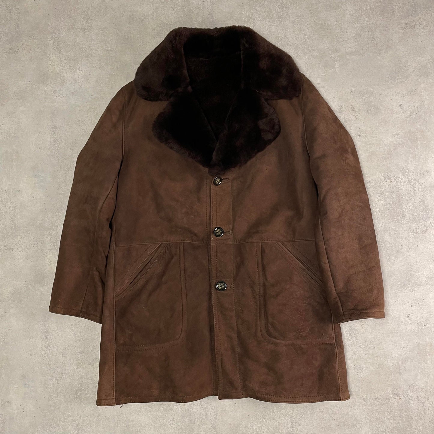 Vintage barna velúr szőrmés kabát