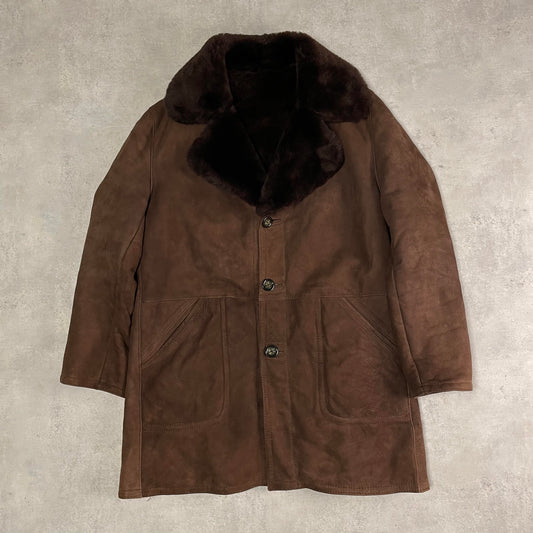 Vintage barna velúr szőrmés kabát