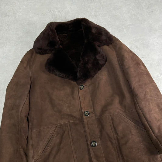 Vintage barna velúr szőrmés kabát