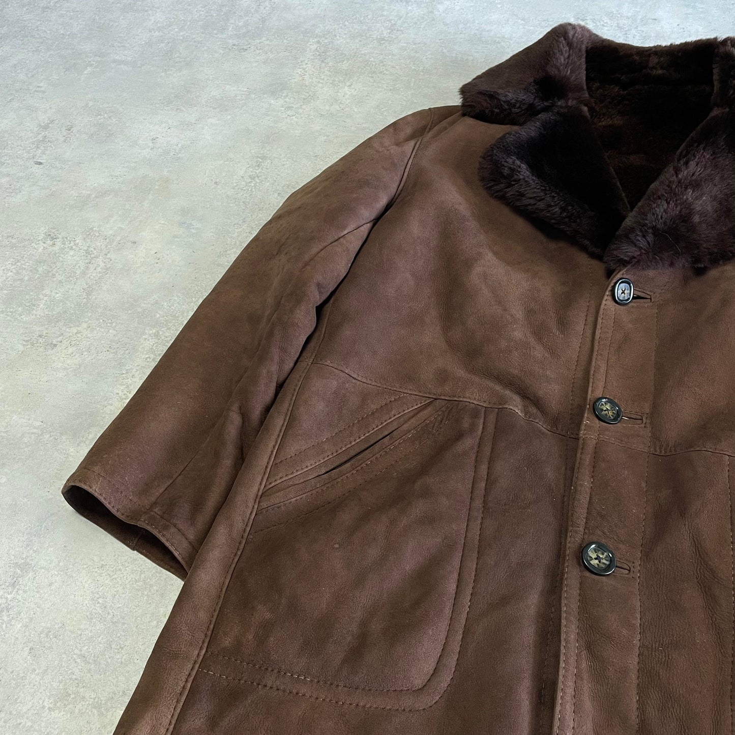 Vintage barna velúr szőrmés kabát