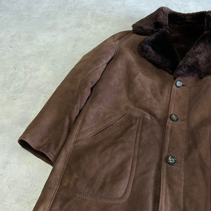 Vintage barna velúr szőrmés kabát