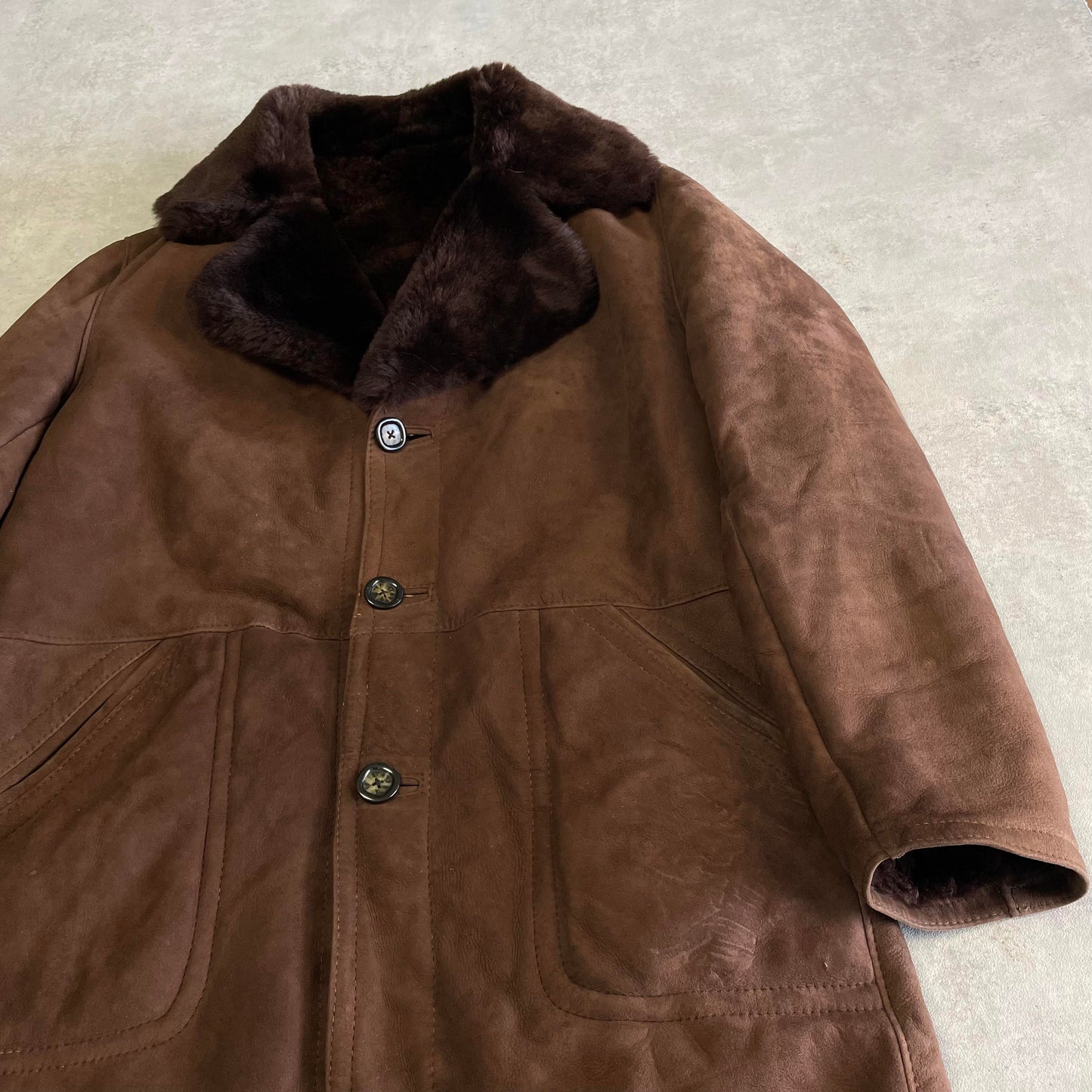 Vintage barna velúr szőrmés kabát