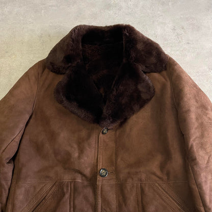 Vintage barna velúr szőrmés kabát