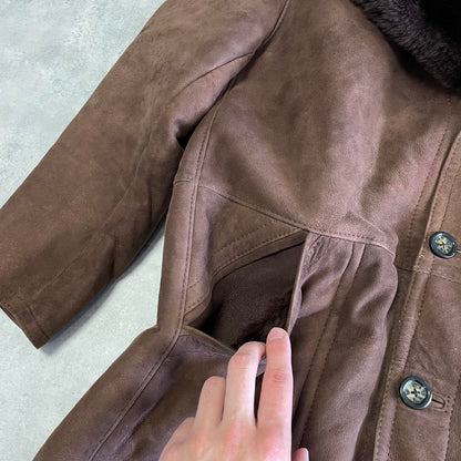 Vintage barna velúr szőrmés kabát