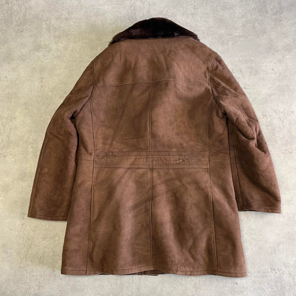 Vintage barna velúr szőrmés kabát