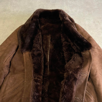 Vintage barna velúr szőrmés kabát