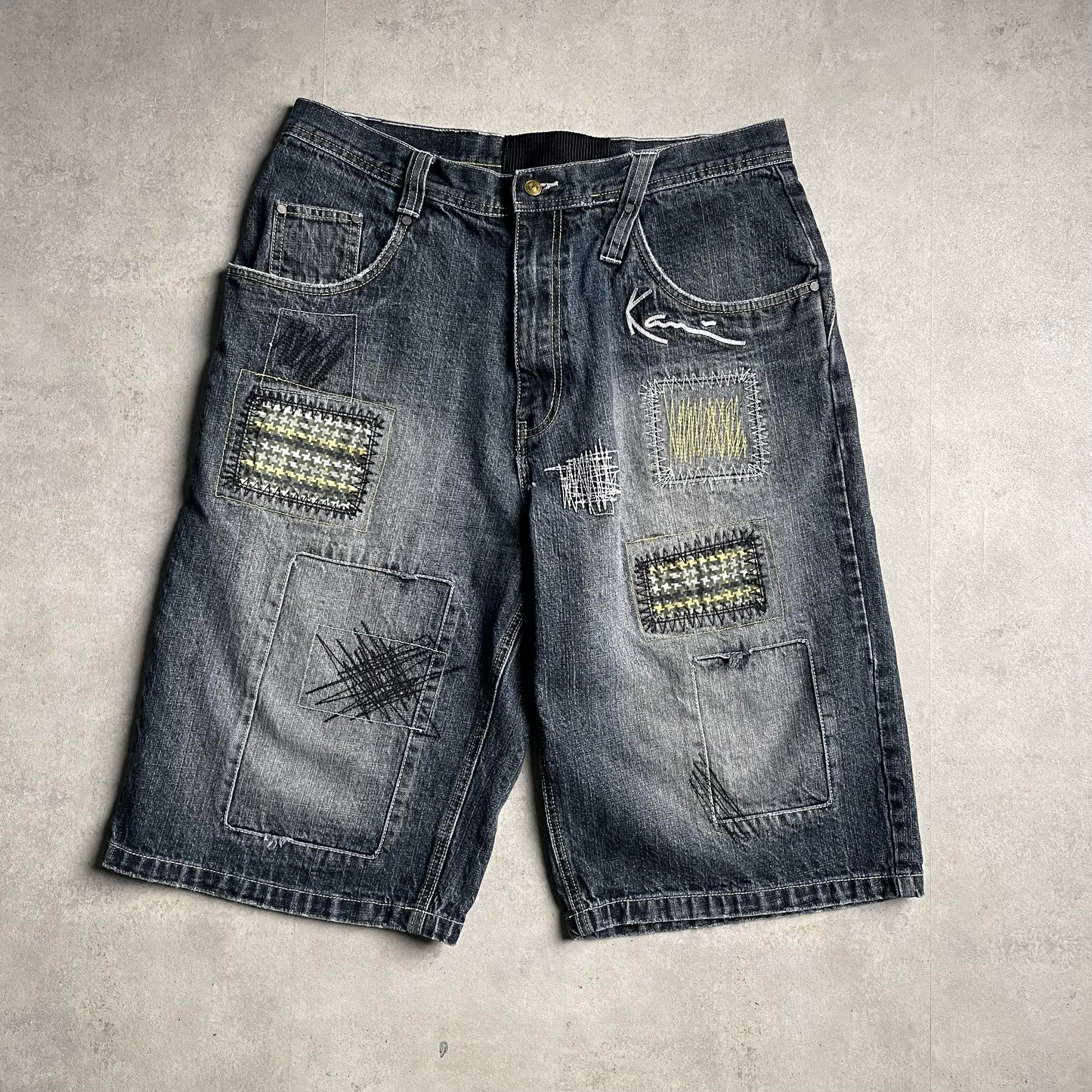 Karl Kani baggy patchwork style farmer jorts