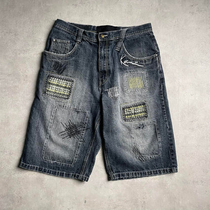 Karl Kani baggy patchwork style farmer jorts