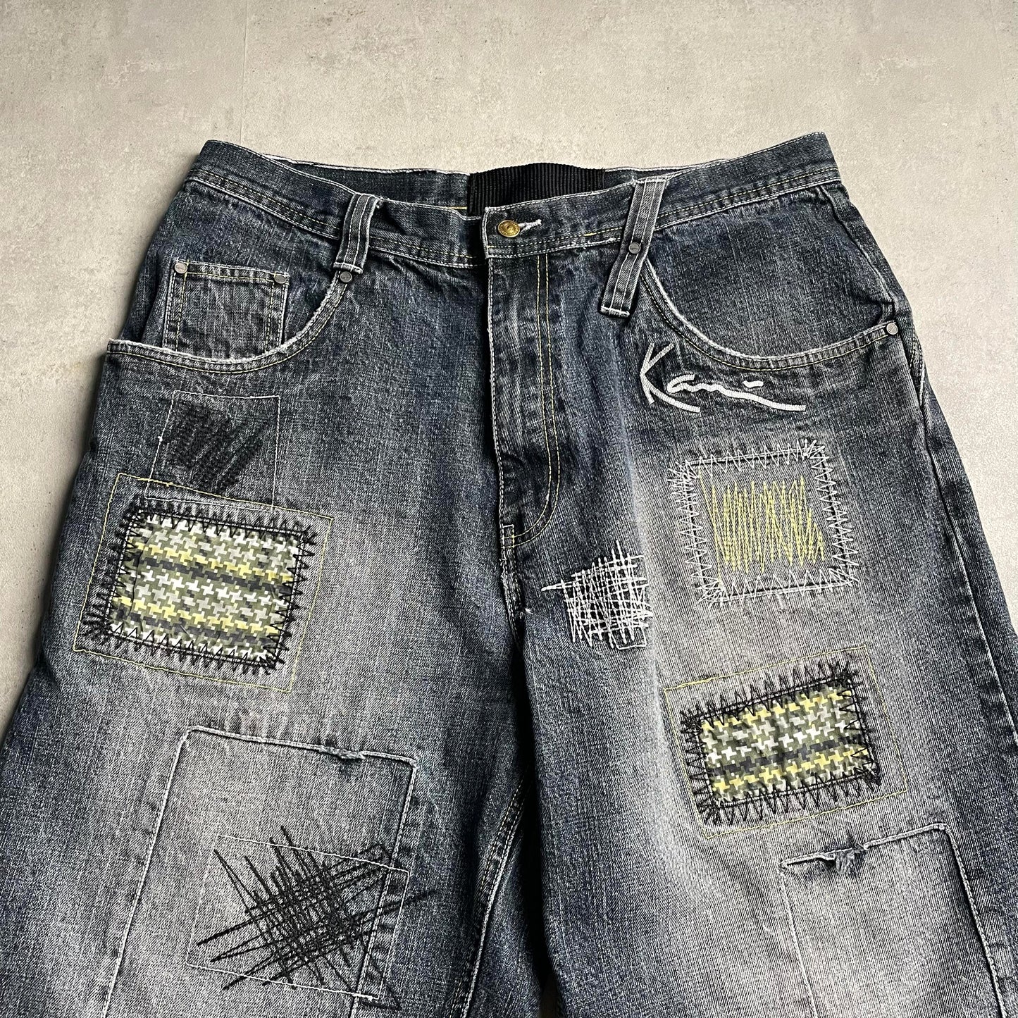 Karl Kani baggy patchwork style farmer jorts