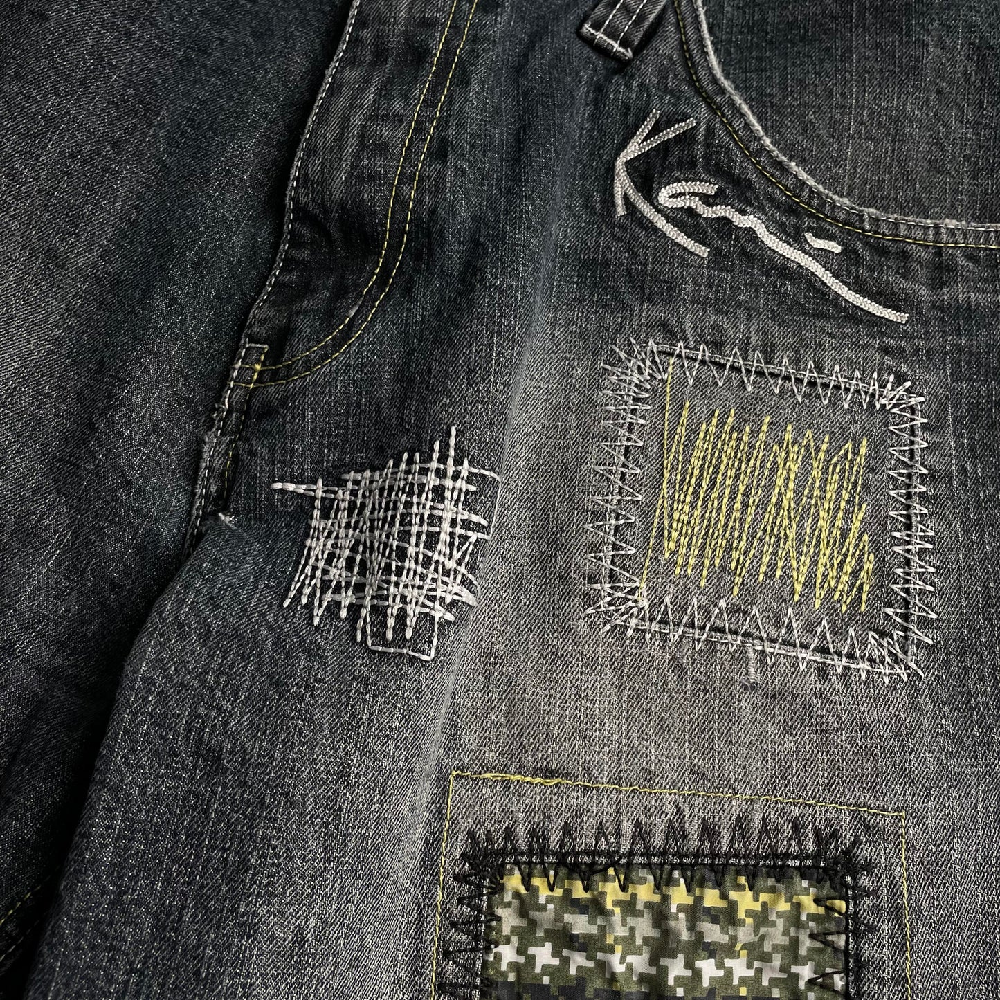 Karl Kani baggy patchwork style farmer jorts