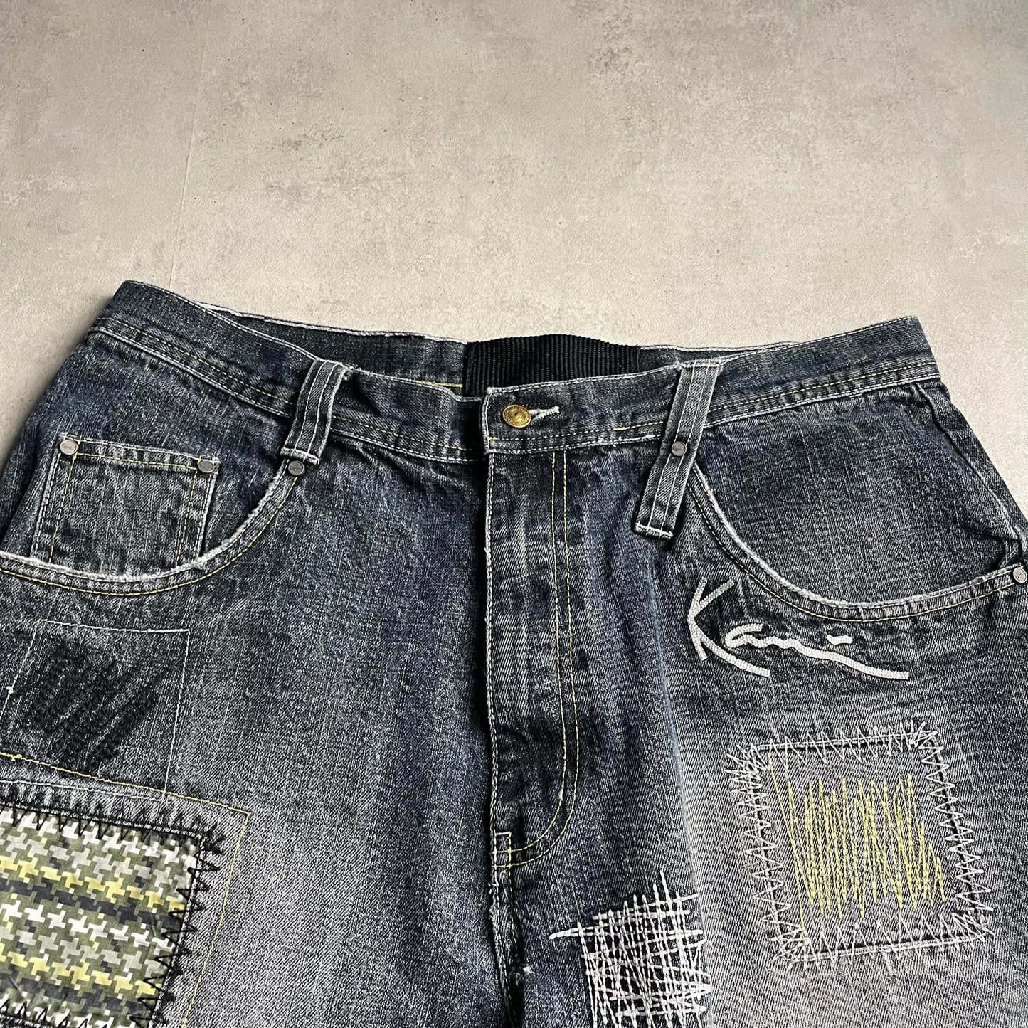Karl Kani baggy patchwork style farmer jorts