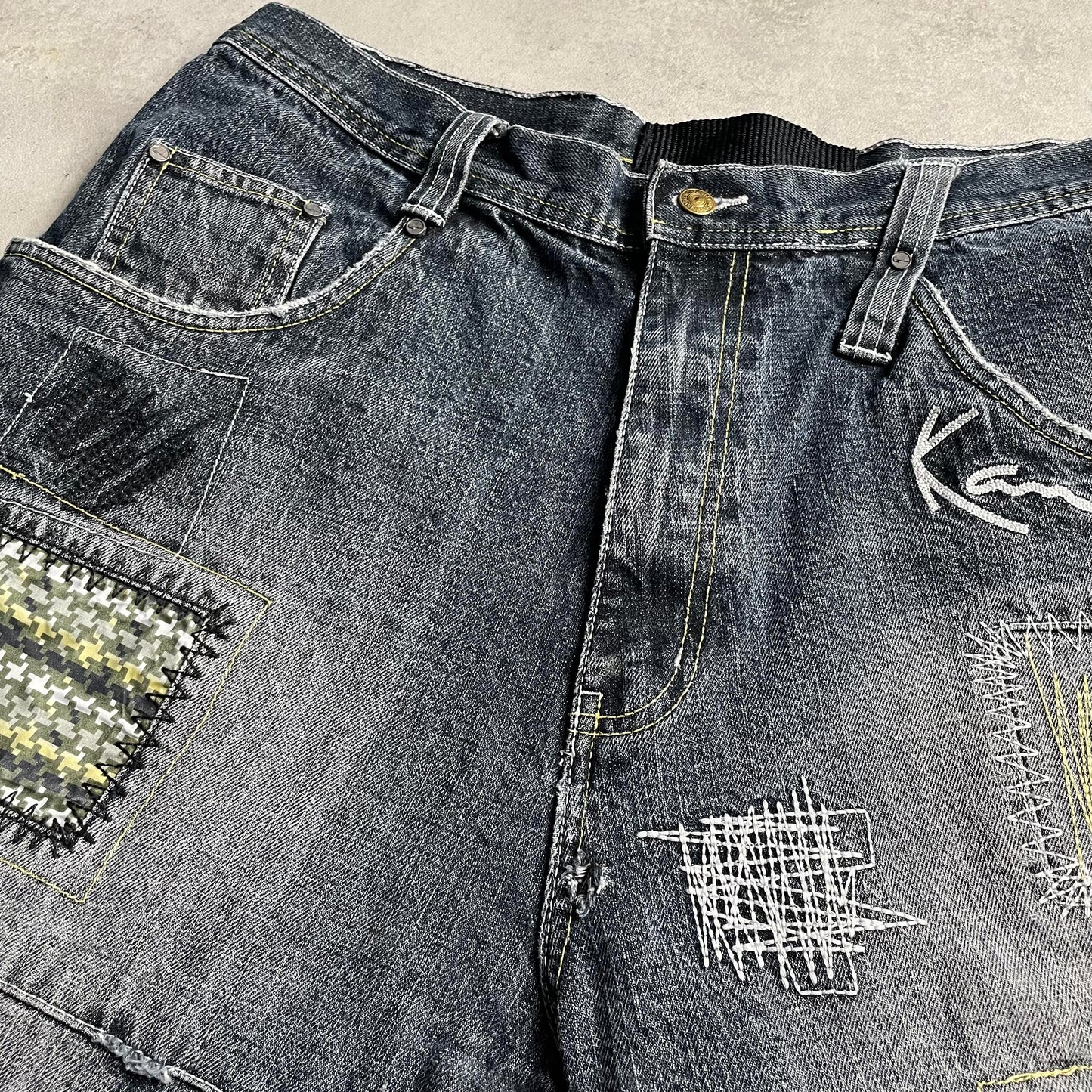 Karl Kani baggy patchwork style farmer jorts