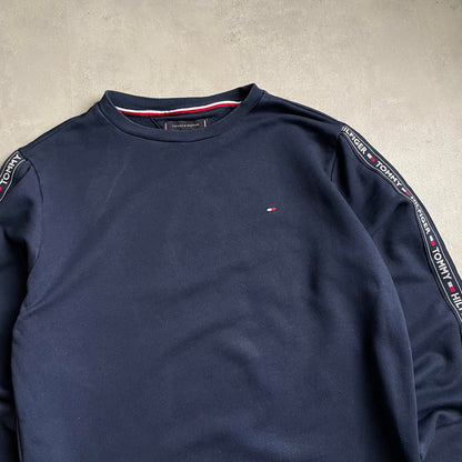Tommy Hilfiger sötétkék tape crewneck
