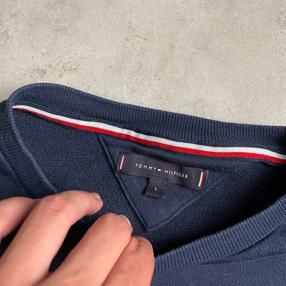 Tommy Hilfiger sötétkék tape crewneck