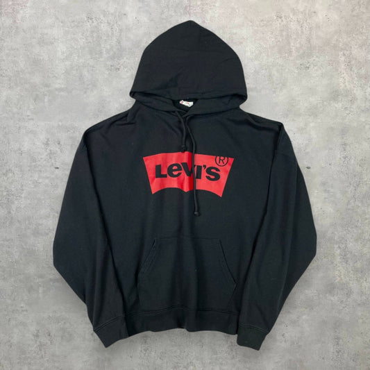 Levi's fekete box logo kapucnis pulcsi