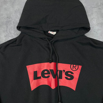 Levi's fekete box logo kapucnis pulcsi