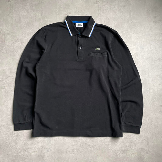 Lacoste Fekete hosszú ujjú galléros póló