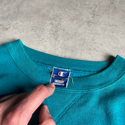 Champion vintage aquakék környakú pulóver