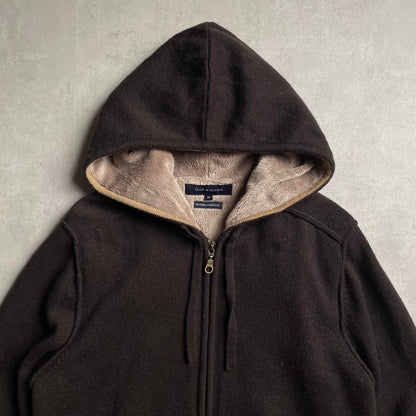 Tommy Hilfiger kötött szőrmés kapucnis pulóver