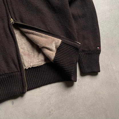 Tommy Hilfiger kötött szőrmés kapucnis pulóver