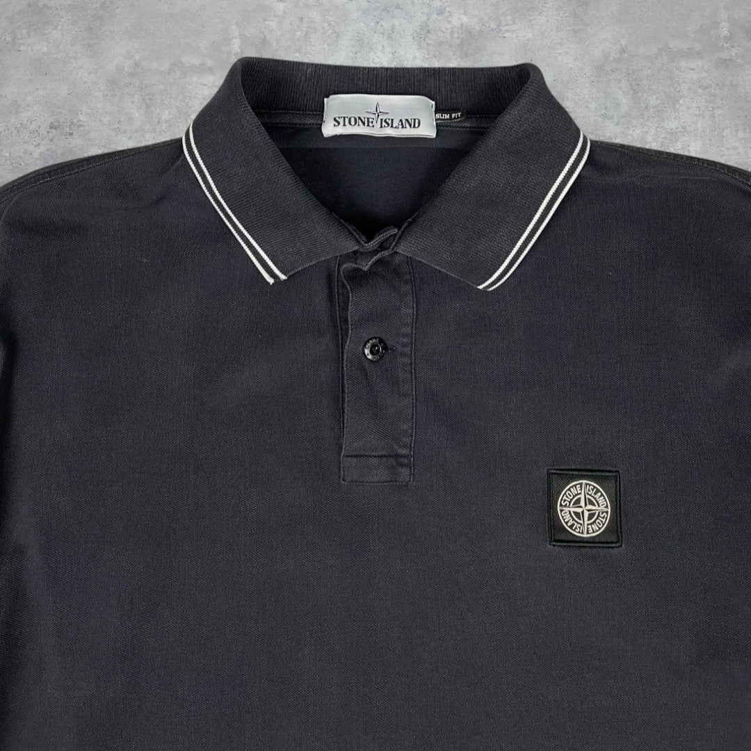 Stone Island slim fit fekete pólóing