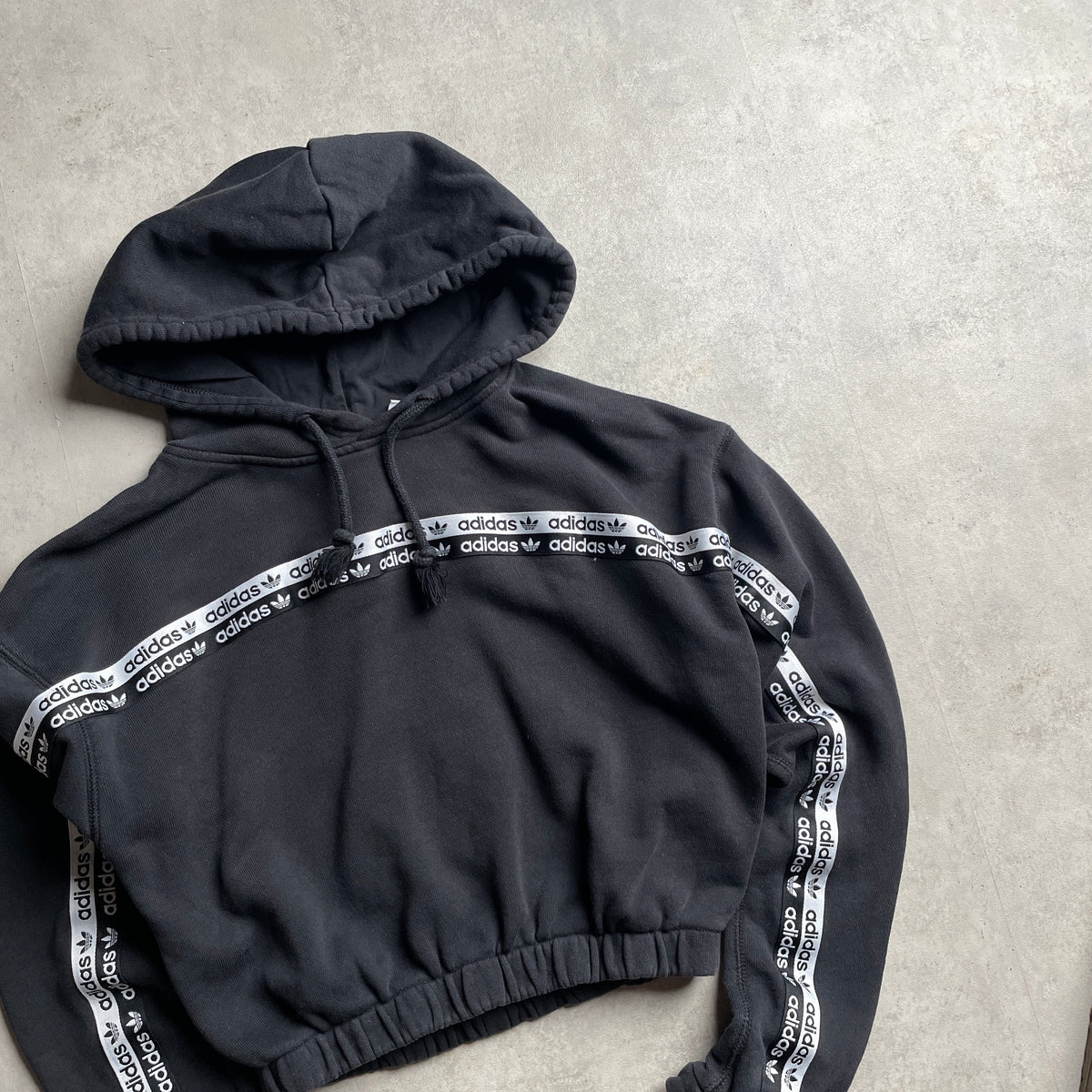 Adidas taped cropped hoodie