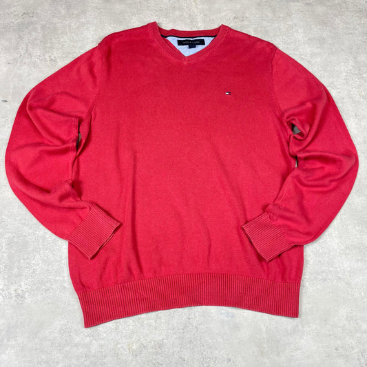 Tommy Hilfiger barackszínű v-nyakú pulóver