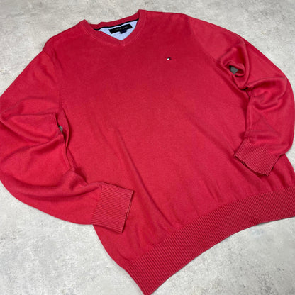 Tommy Hilfiger barackszínű v-nyakú pulóver