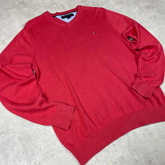 Tommy Hilfiger barackszínű v-nyakú pulóver