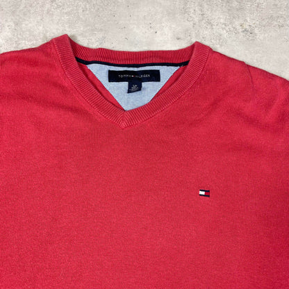 Tommy Hilfiger barackszínű v-nyakú pulóver