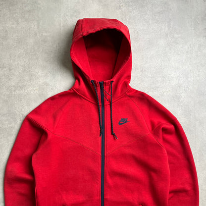 Nike piros tech fleece zipup hoodie